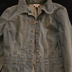 LOFT Distressed Blue Jean Jacket